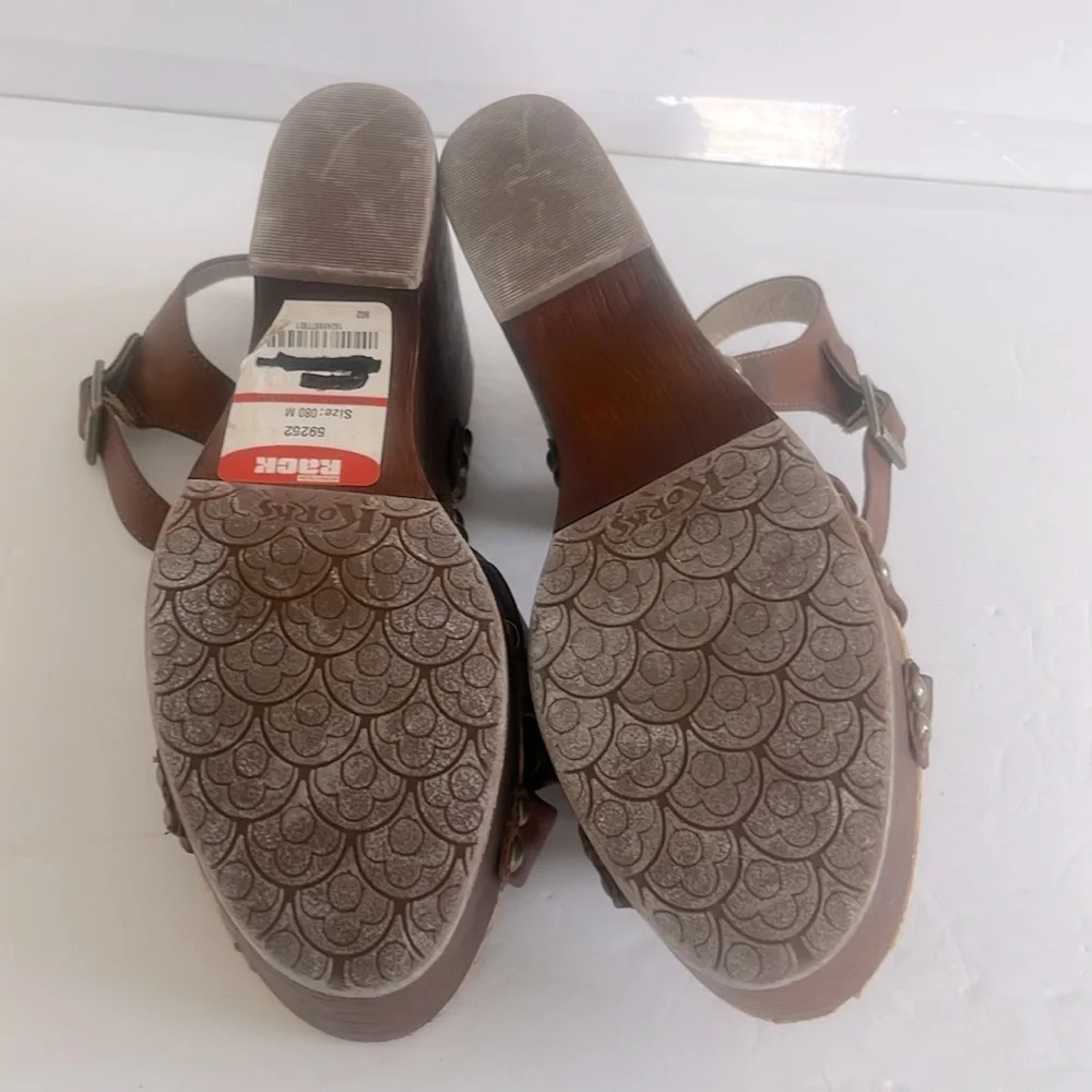 KORKS $129 Women Dawson Wedge Platform Chunky Heel Sandal Brown Shoes Size 8 NEW
